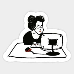 accountant. businesswoman. plump cute funny young woman Sticker